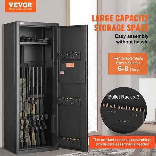 6-8 Rifles Gun Safe with Lock & Digital Keypad,