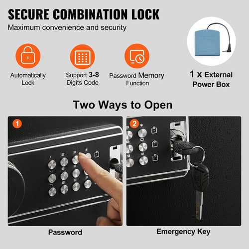 6-8 Rifles Gun Safe with Lock & Digital Keypad,