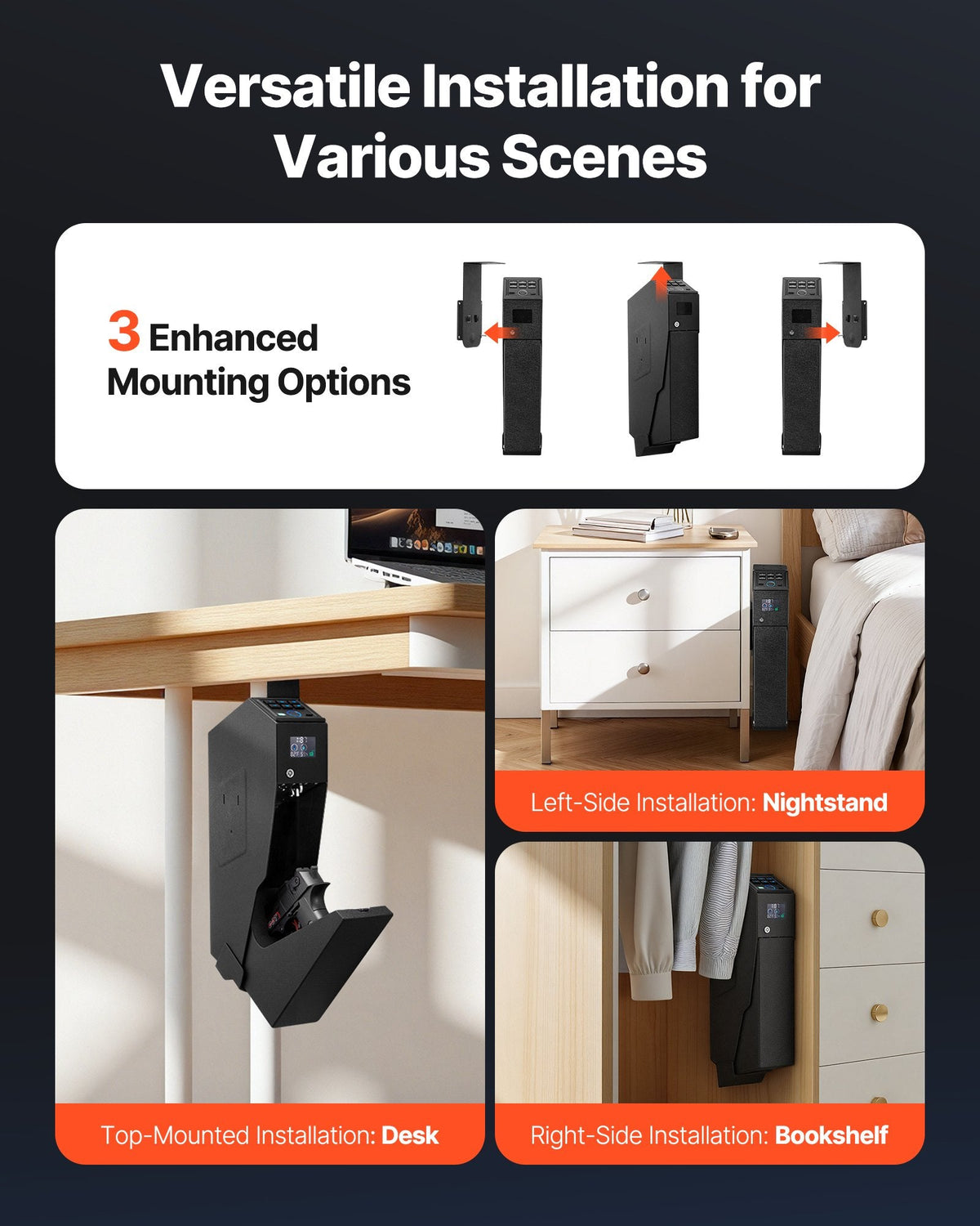 Gun Safe with Screen, Fingerprint/Password/Key