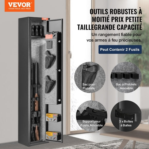 2 Rifles Gun Safe, with Lock & Digital Keypad